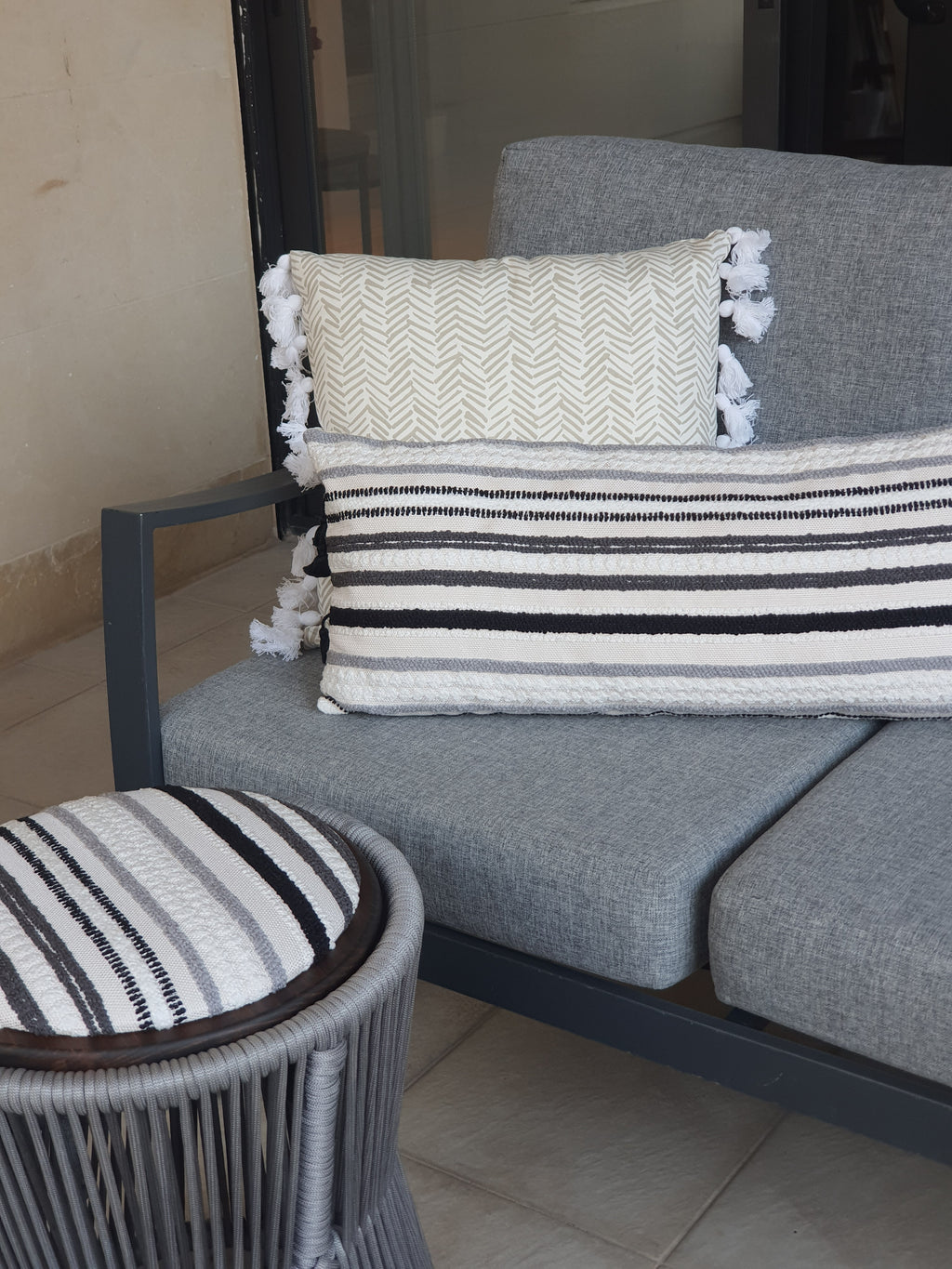 Grey Double-sided stool