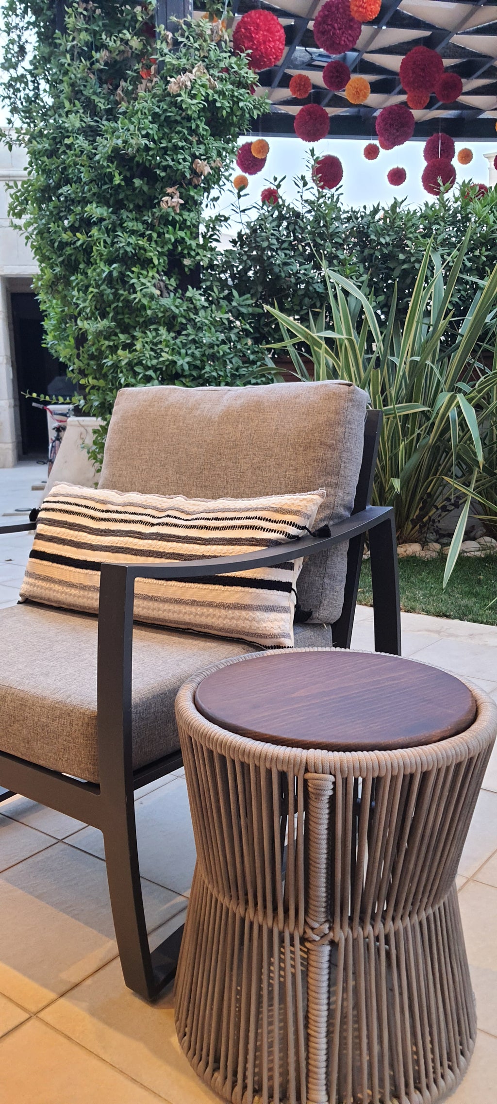 Grey Double-sided stool