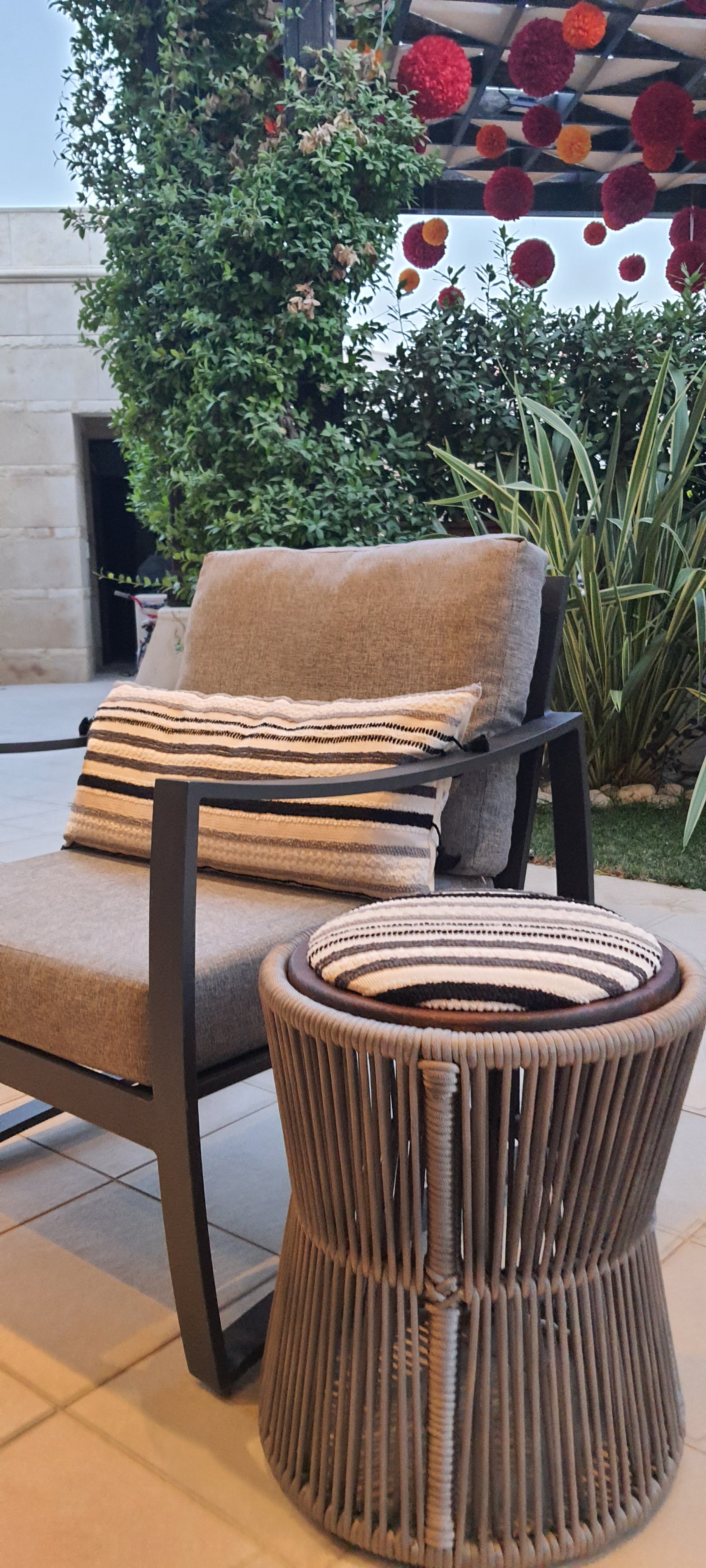 Grey Double-sided stool