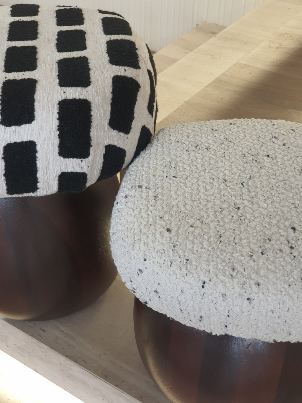 Off-white Boucle Mushroom Stool