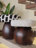 Off-white Boucle Mushroom Stool