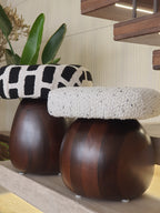 Off-white Boucle Mushroom Stool