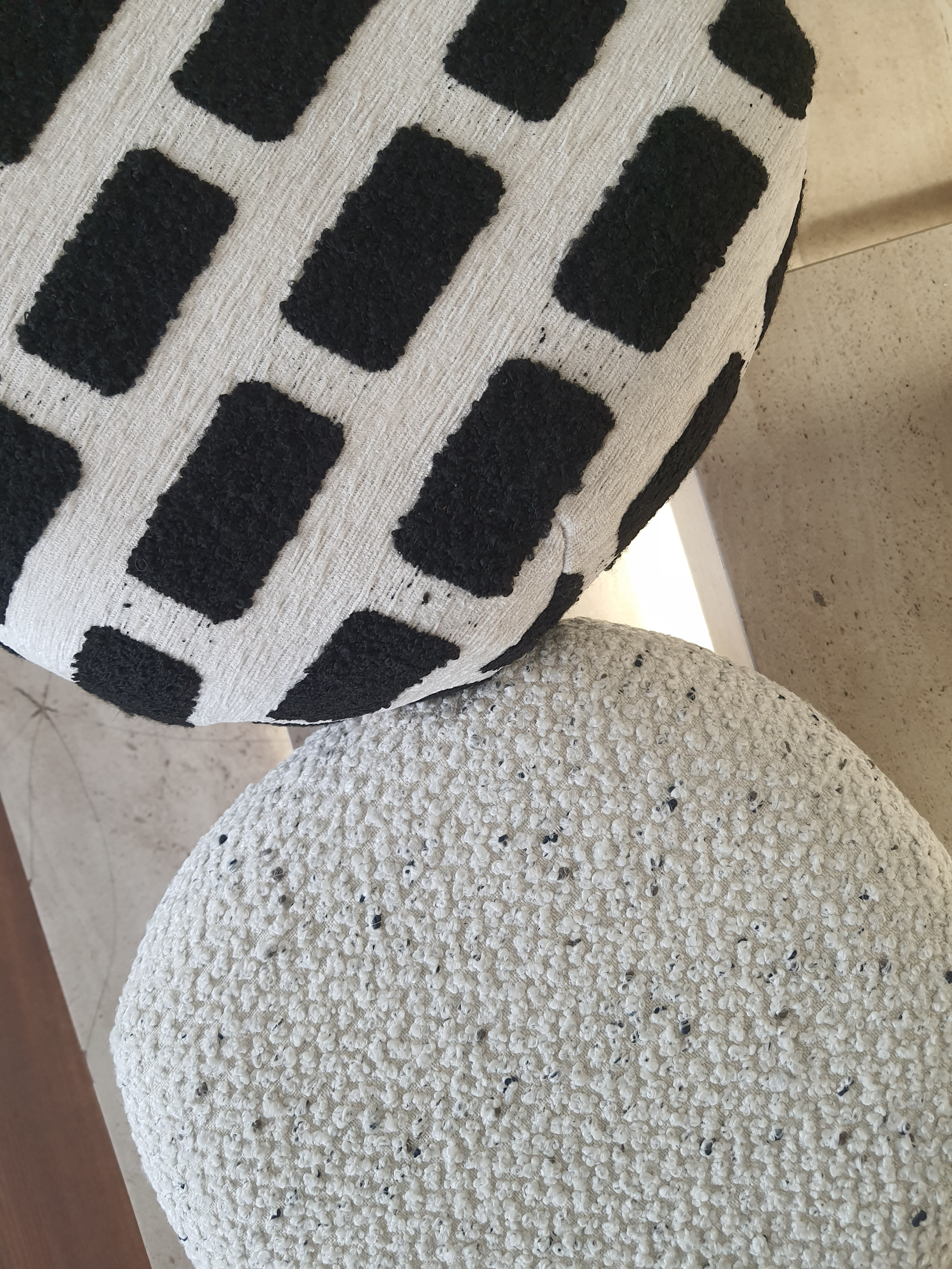 Off-white Boucle Mushroom Stool