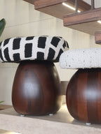 Black-patterned Boucle Mushroom Stool