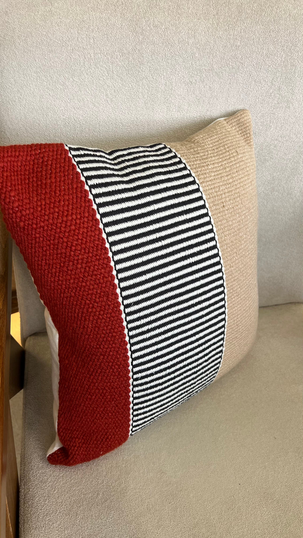 Hand weaved burgundy cushion