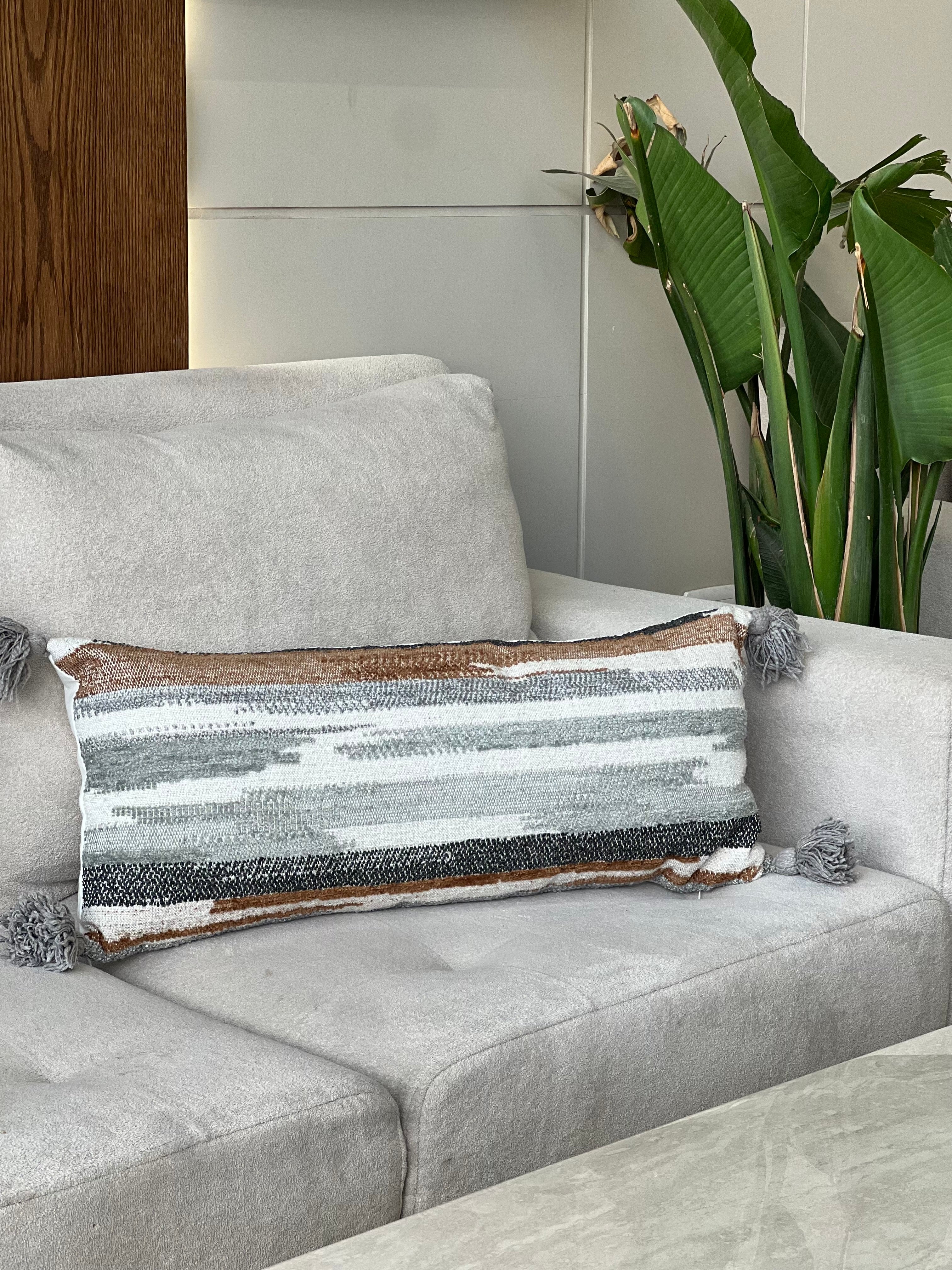 Brown, grey long cushion