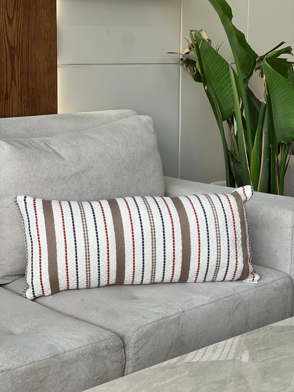 Striped cotton cushion