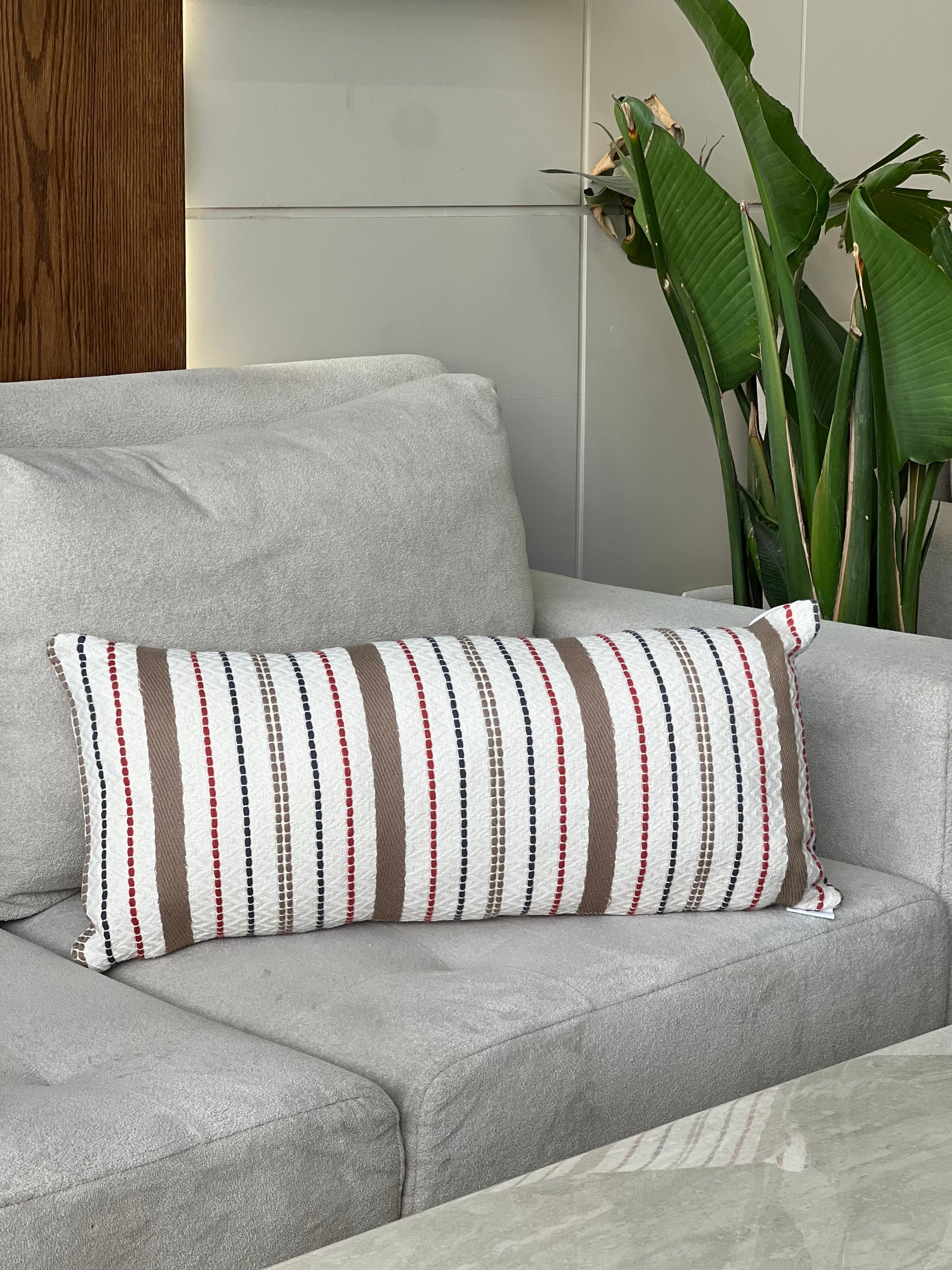 Striped cotton cushion