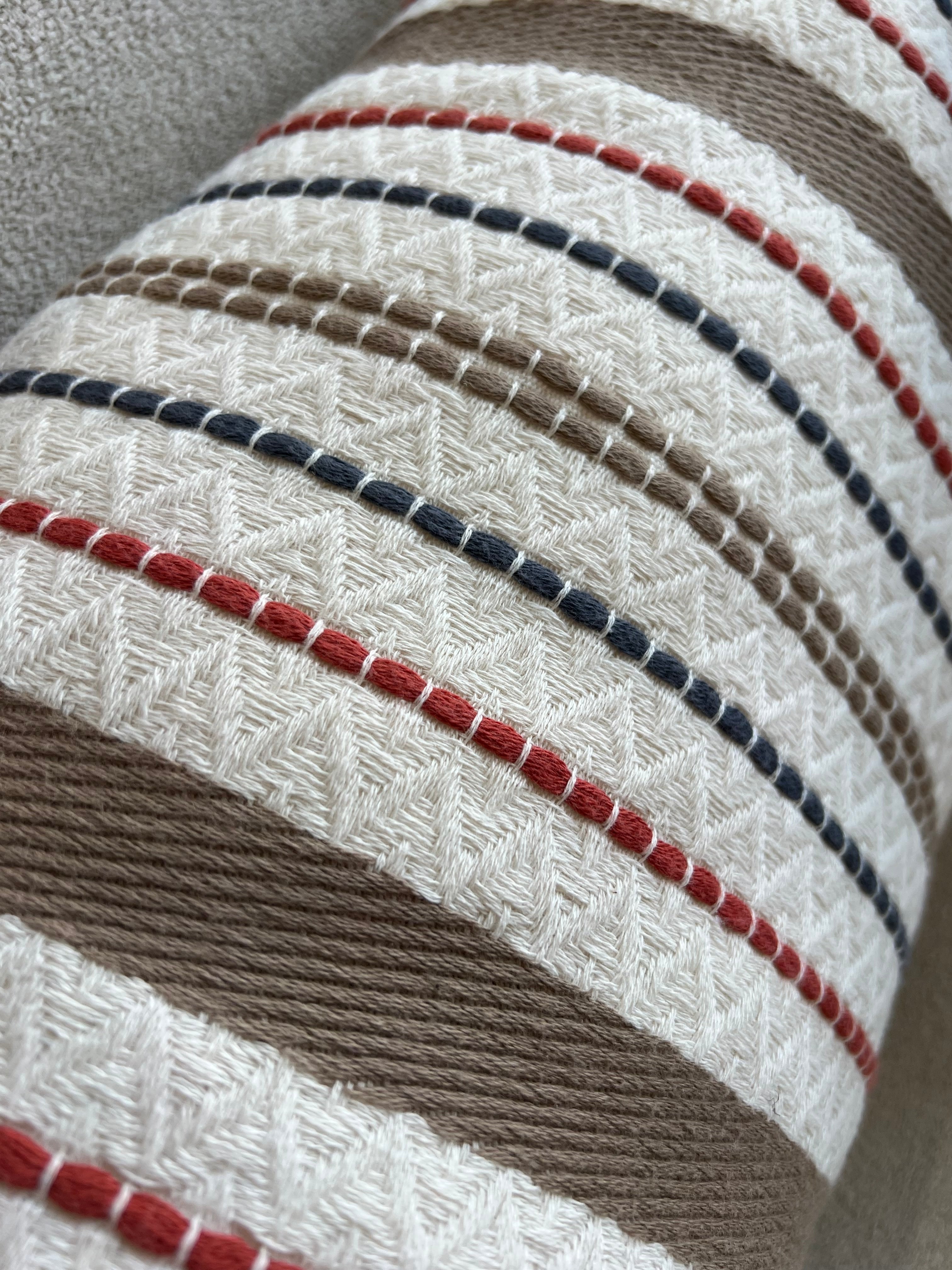 Striped cotton cushion